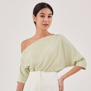 Elegant Off-Shoulder Light Green Top